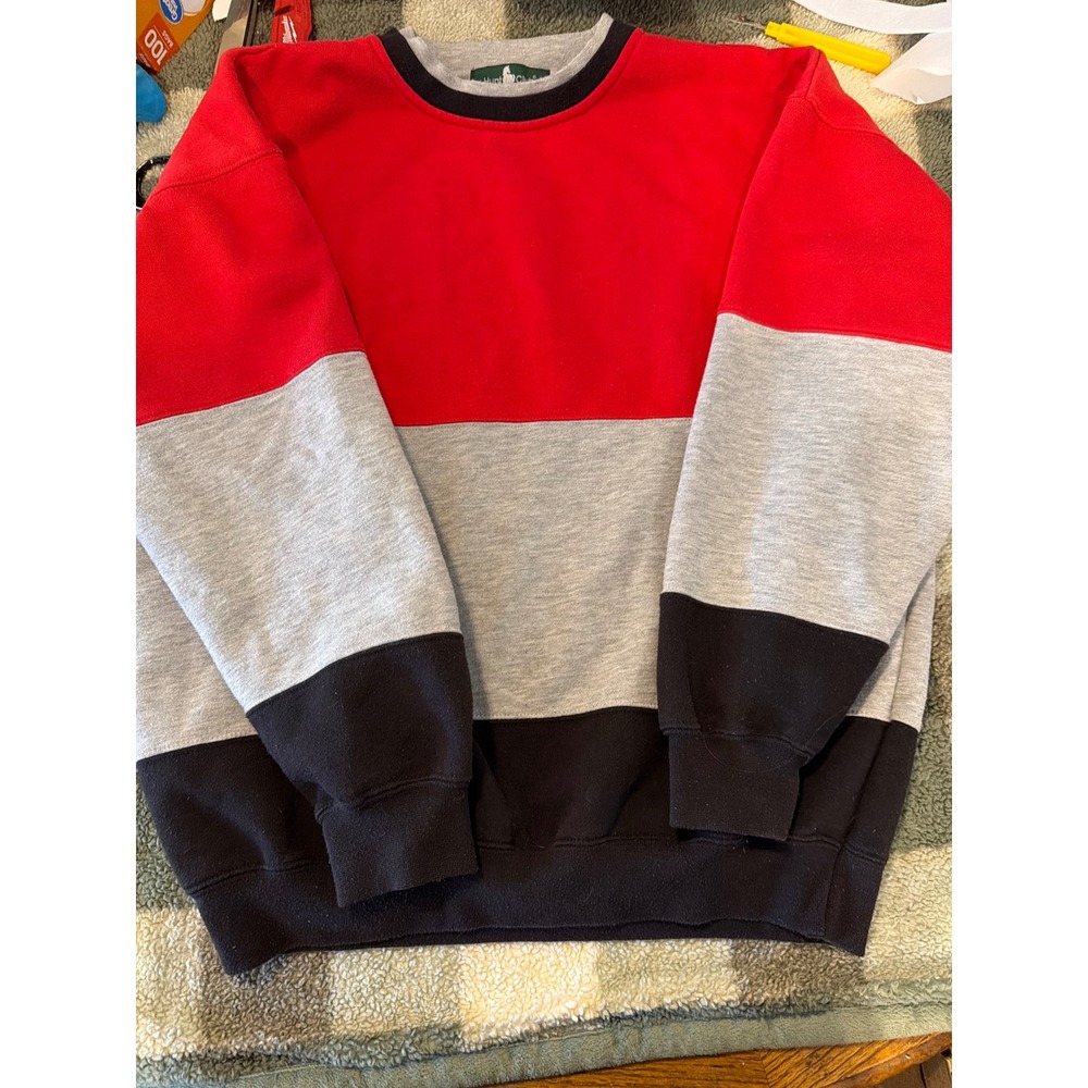 Hunt Club Vintage Colorblock Sweatshirt Red Grey Black Crewneck Mens Medium